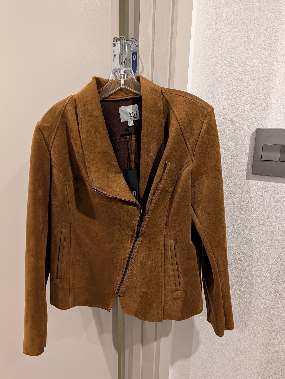 NWT KUT from the Kloth Moto Jacket Cognac Brown XL - Picture 2 of 5